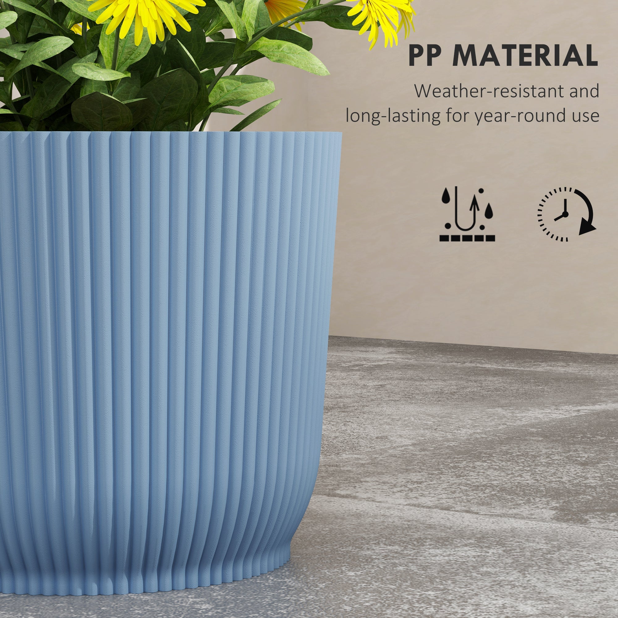 Outsunny Set of Three \'d0\'a422cm Planters - Blue