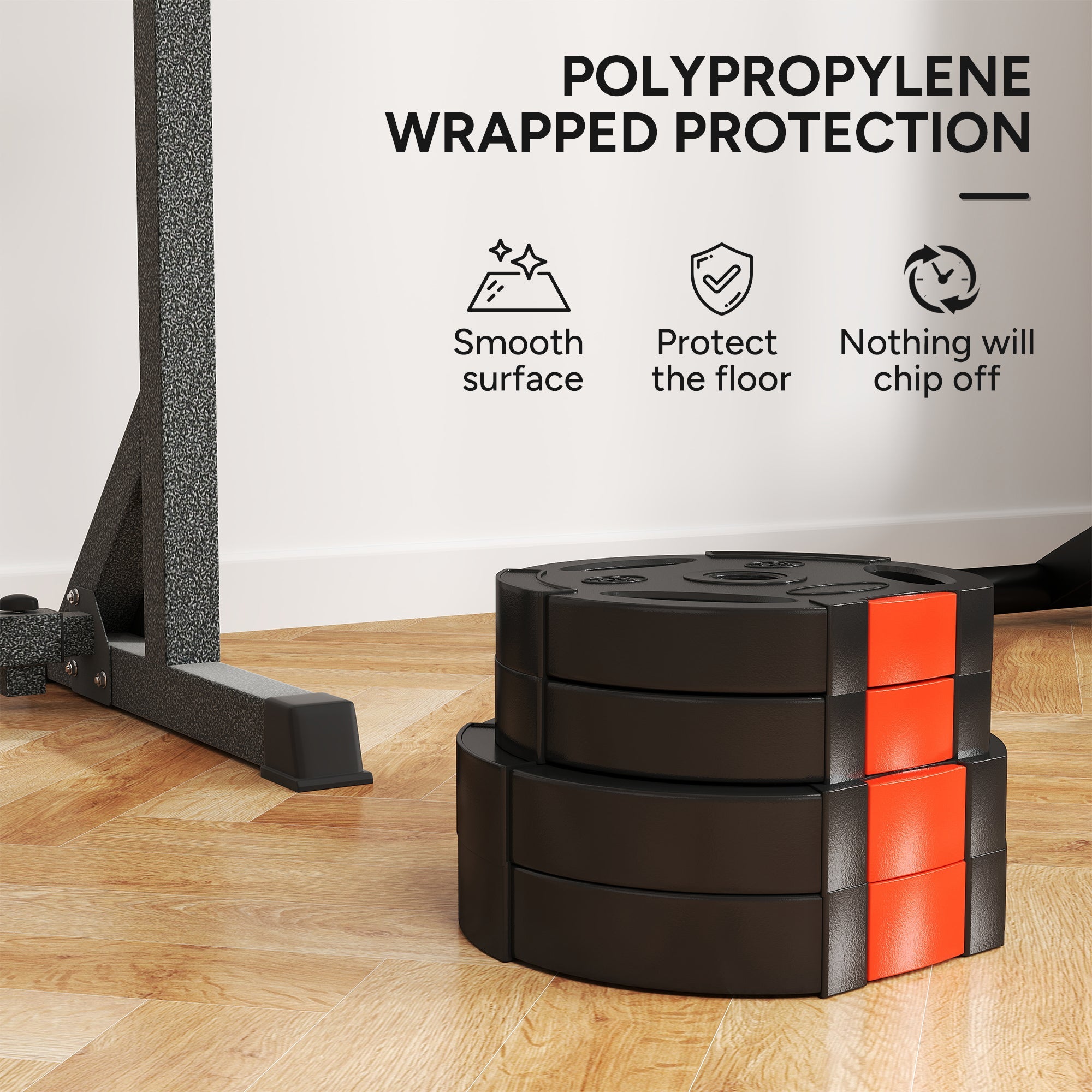 SPORTNOW Olympic Weight Plates Set, with Two 5kg and Two 2.5kg weights, Black