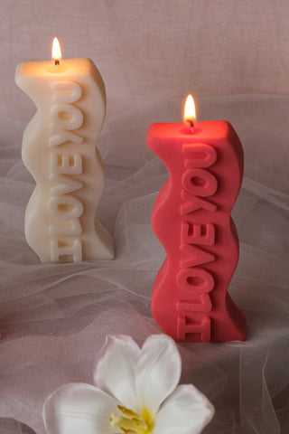I Love You Pillar Candle