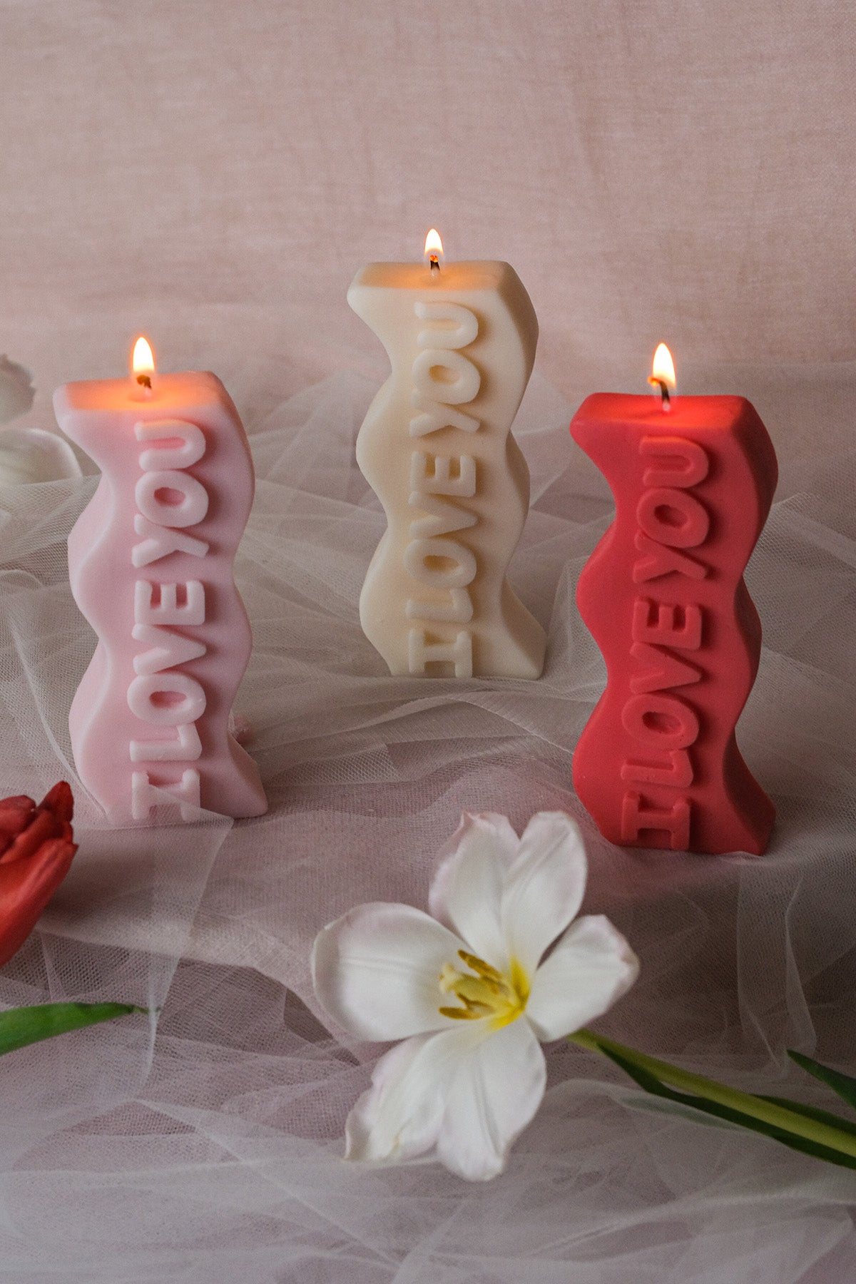 I Love You Pillar Candle