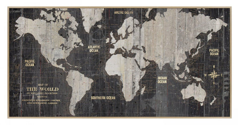 World Traveller Map Framed Canvas