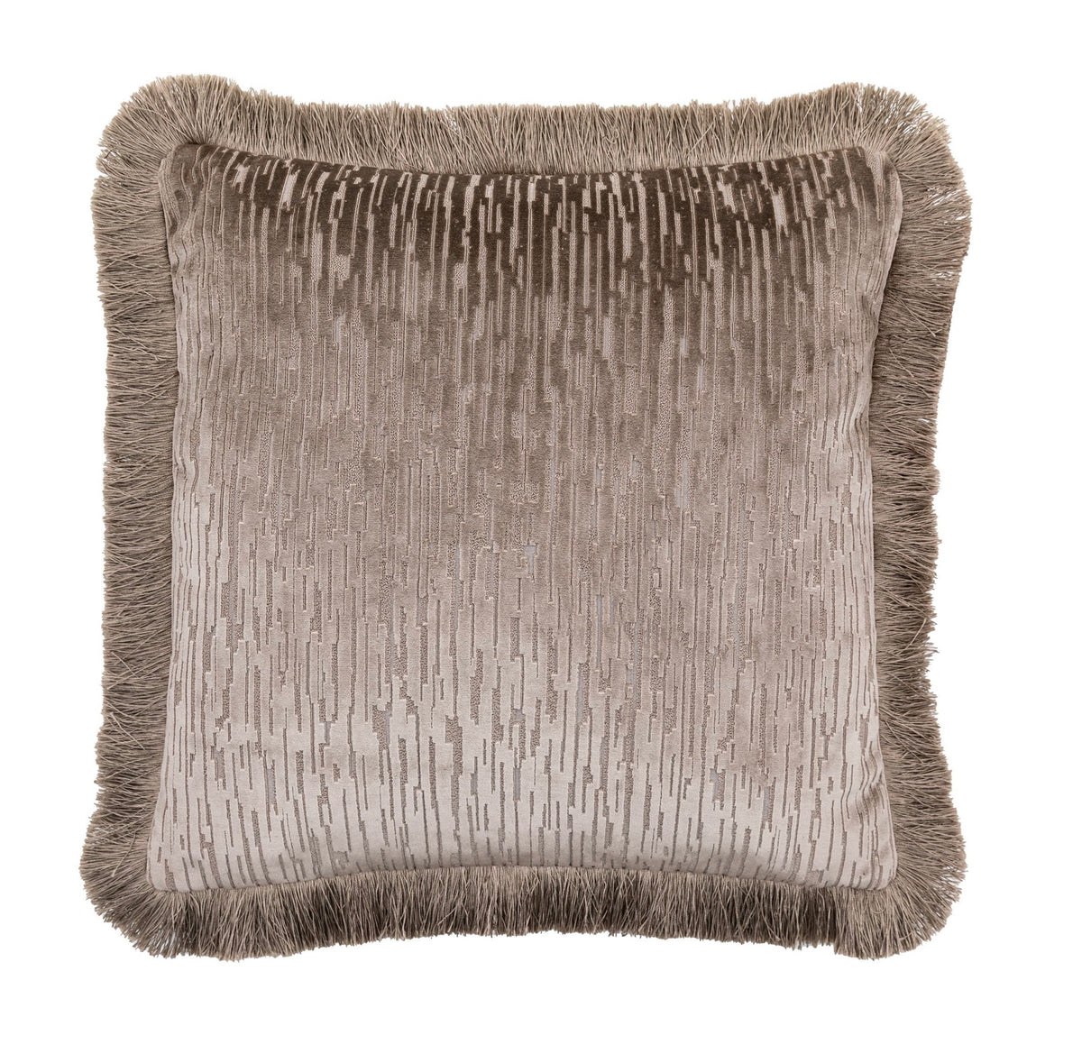 Cut Velvet Fringed Scatter Cushion