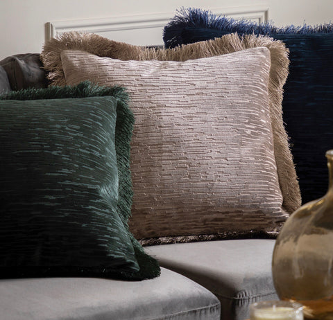 Cut Velvet Fringed Scatter Cushion