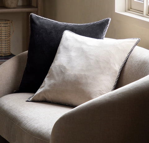 Taupe Velvet Stitched Scatter Cushion