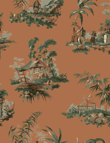 Vintage Oriental Wallpaper - Fern
