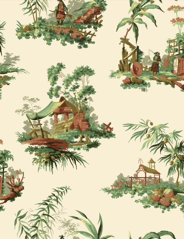 Vintage Oriental Wallpaper - Navy