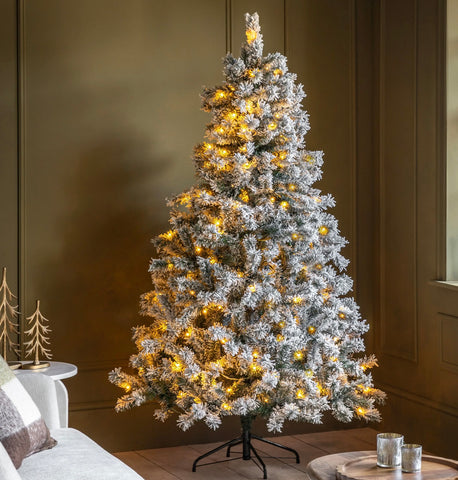 Christmas Tree Flocked Woodland Pine - LED - 6 ft