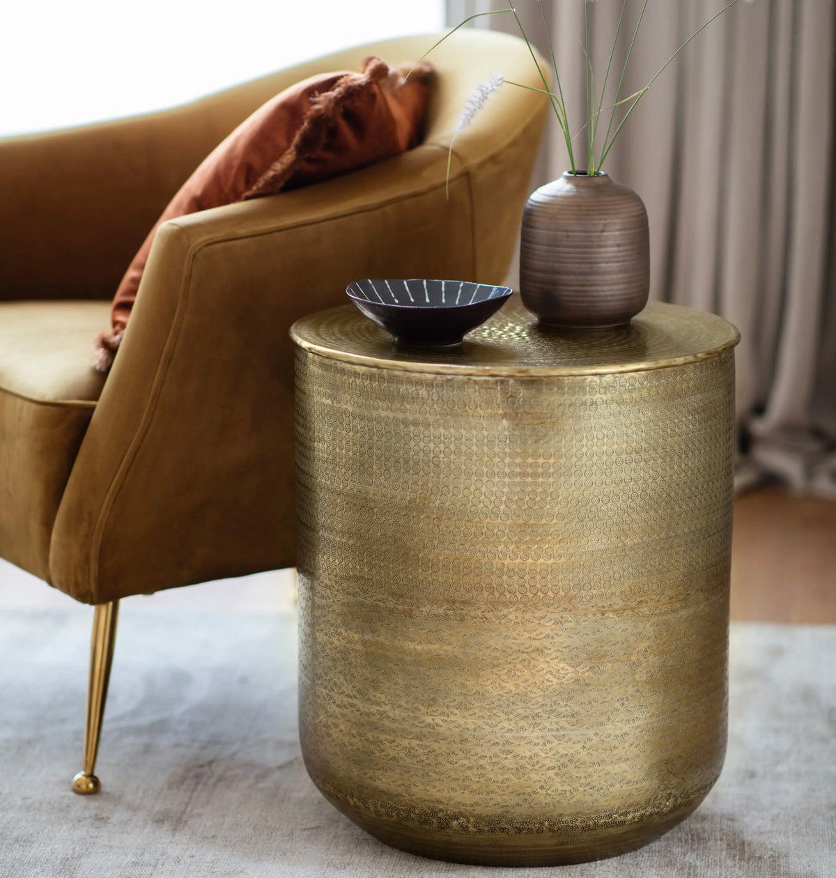 Ashah Round Side Table Gold