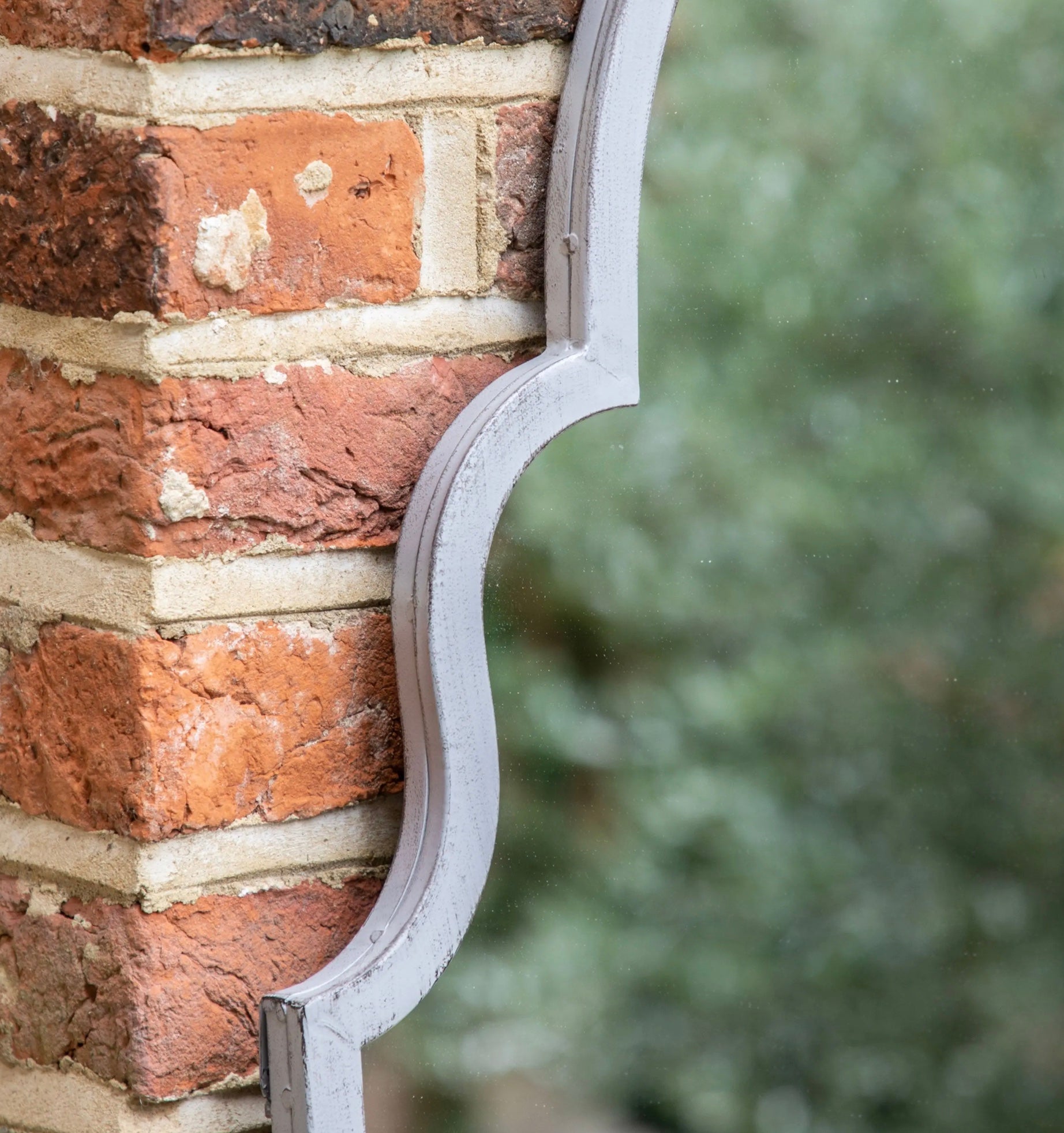 Vintage Grey Metal Outdoor Mirror