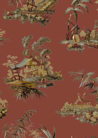 Vintage Oriental Wallpaper - Chinese Red