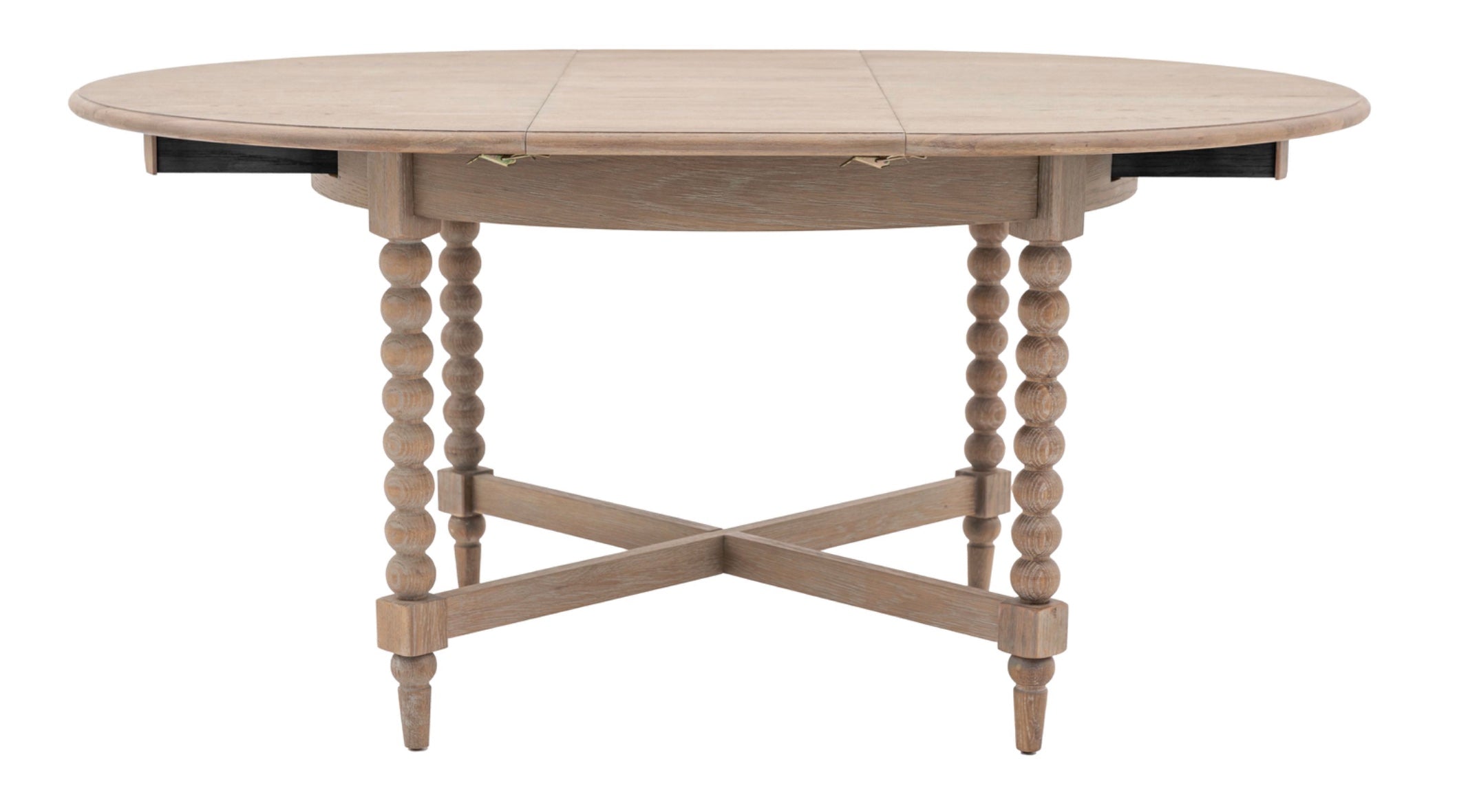 Artisan Lime Wash Round Oak Extending Dining Table