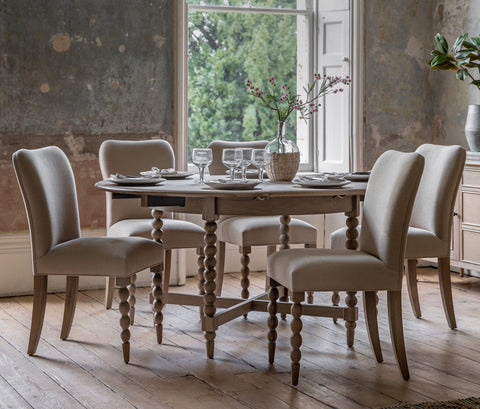 Artisan Lime Wash Round Oak Extending Dining Table