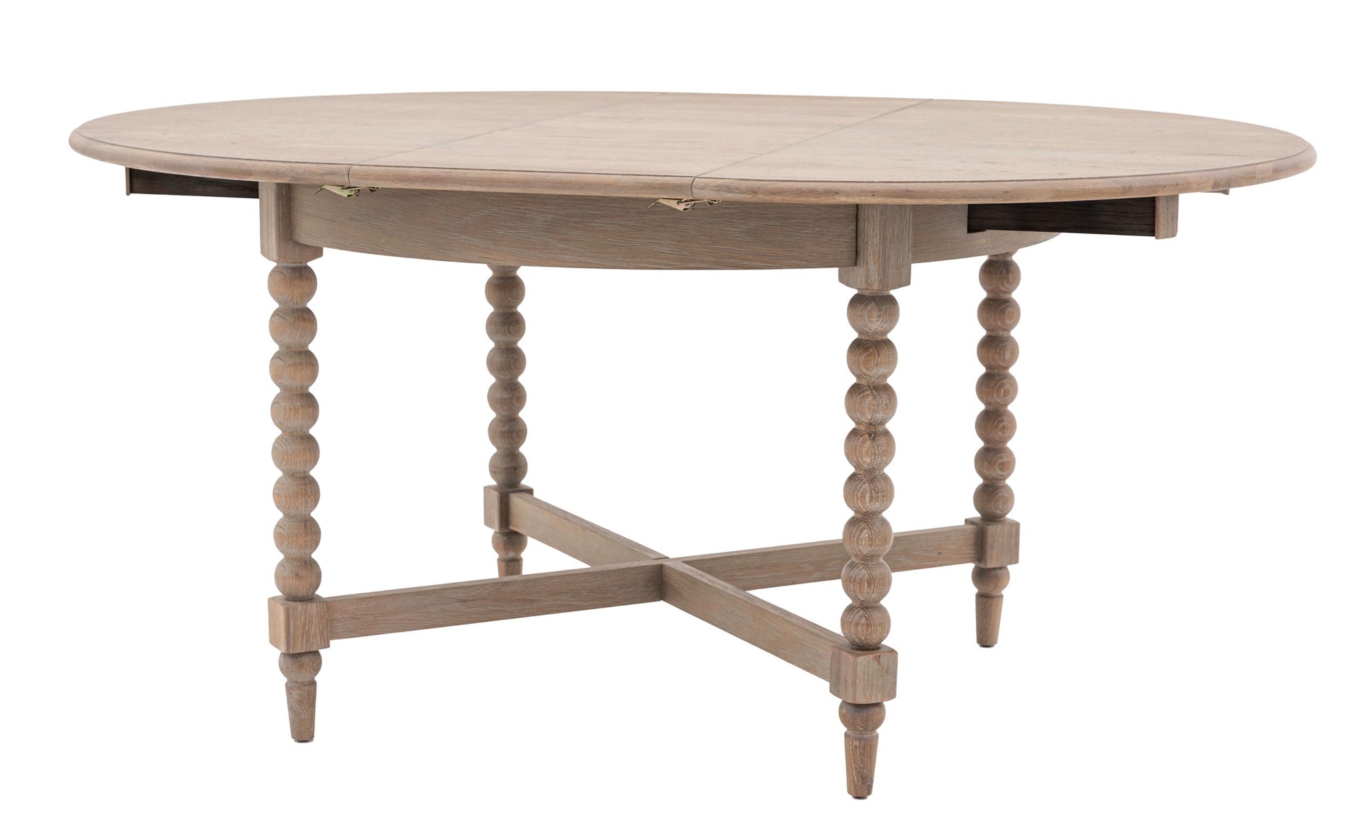 Artisan Lime Wash Round Oak Extending Dining Table
