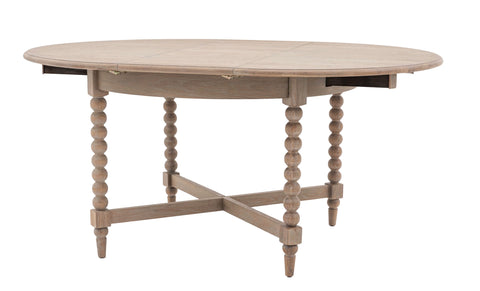 Artisan Lime Wash Round Oak Extending Dining Table