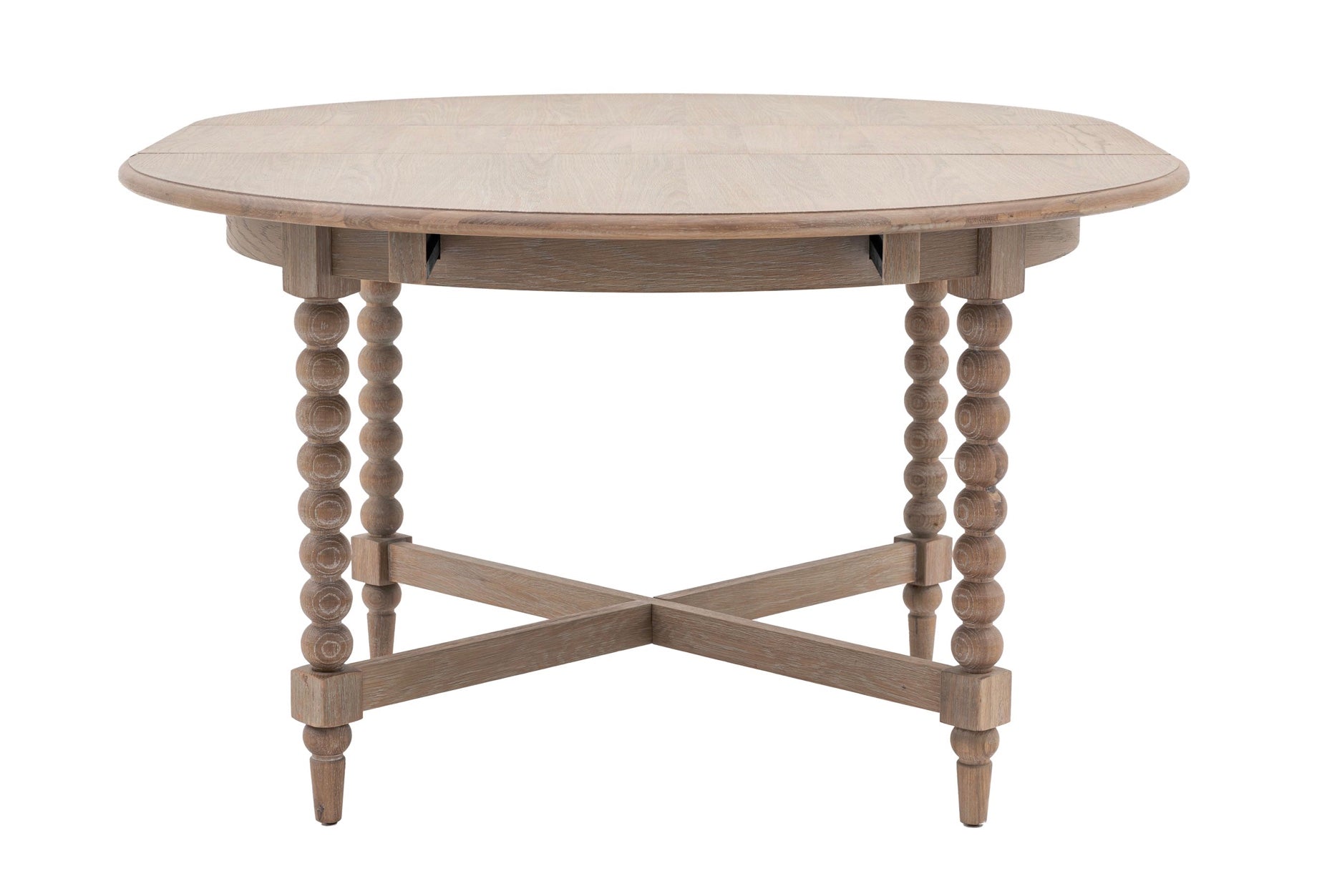 Artisan Lime Wash Round Oak Extending Dining Table