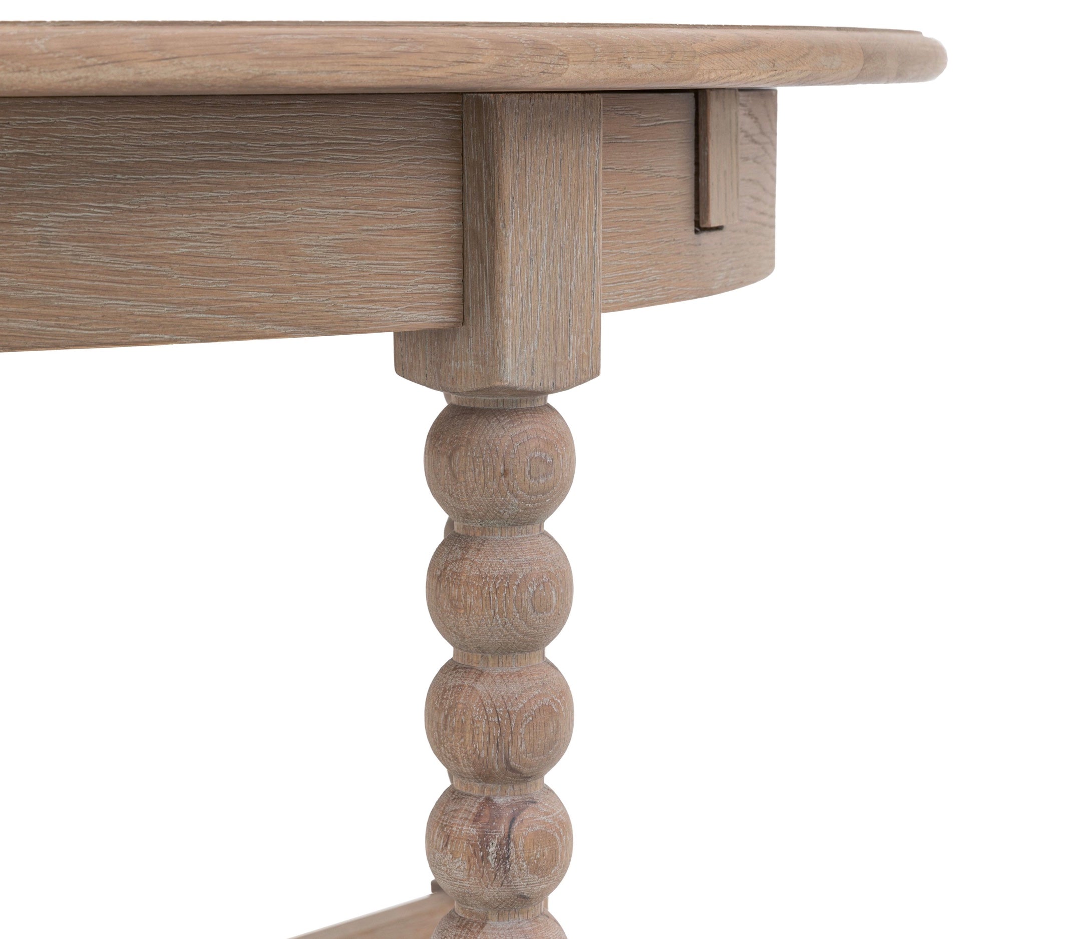 Artisan Lime Wash Round Oak Extending Dining Table