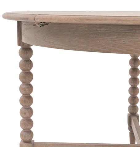 Artisan Lime Wash Round Oak Extending Dining Table