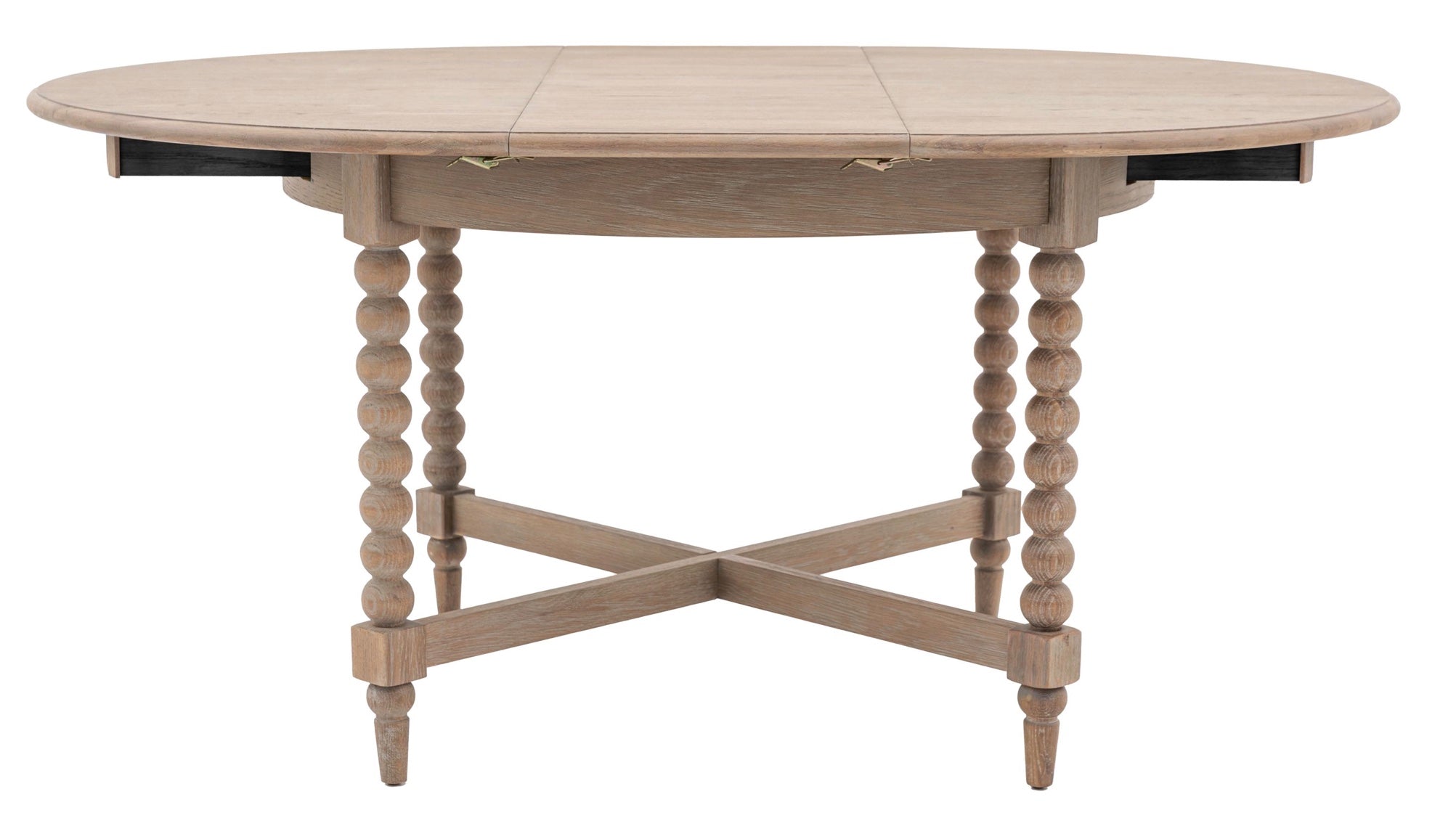Artisan Lime Wash Round Oak Extending Dining Table