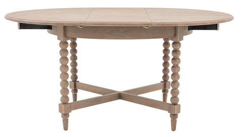 Artisan Lime Wash Round Oak Extending Dining Table