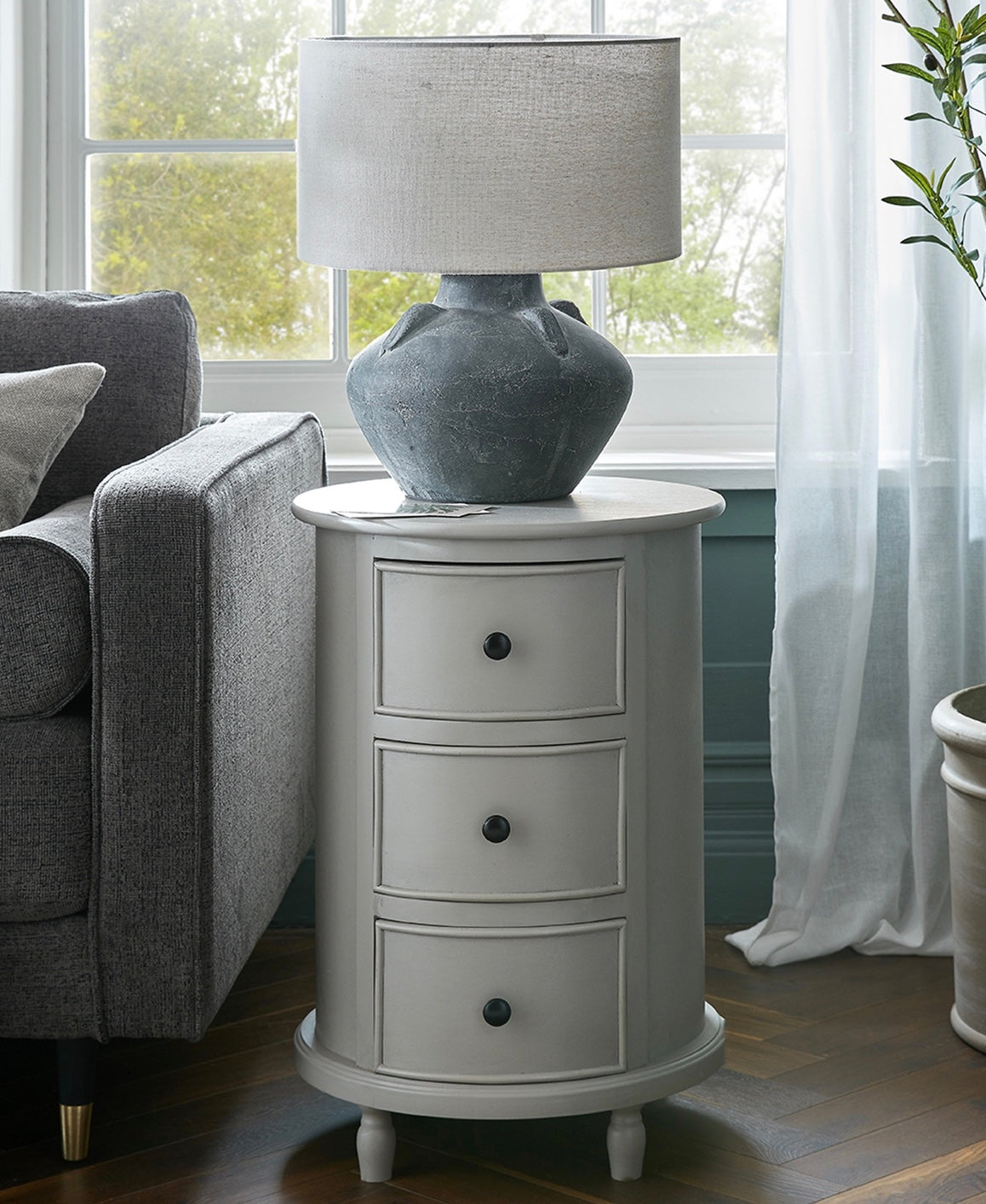Cabourne Round Side Table - 3 Drawers