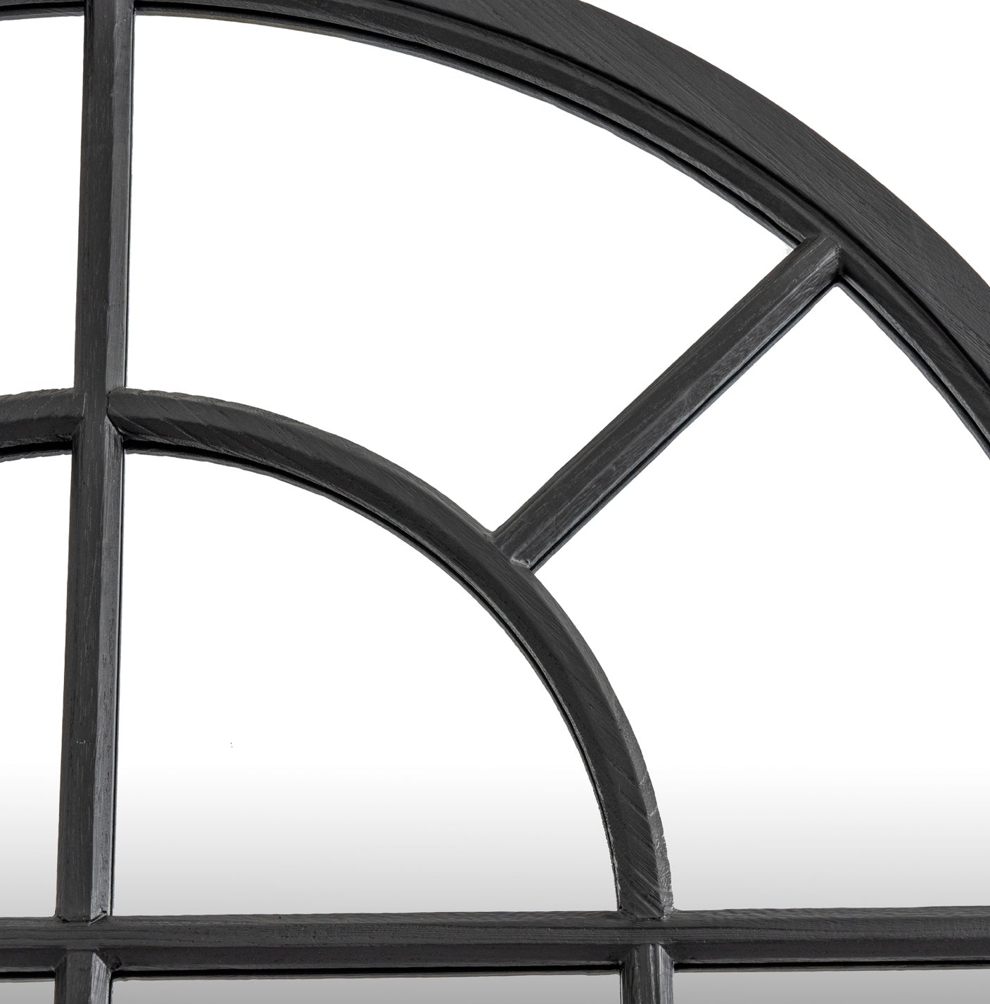 Black Arched Wood Window Mirror 135 cm