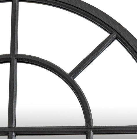 Black Arched Wood Window Mirror 135 cm