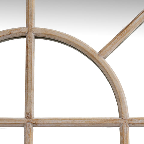 Washed Wood Arched Wood Window Mirror 135 cm