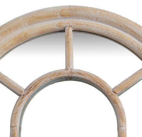 Washed Wood Tall Arched Wood Window Mirror 170cm