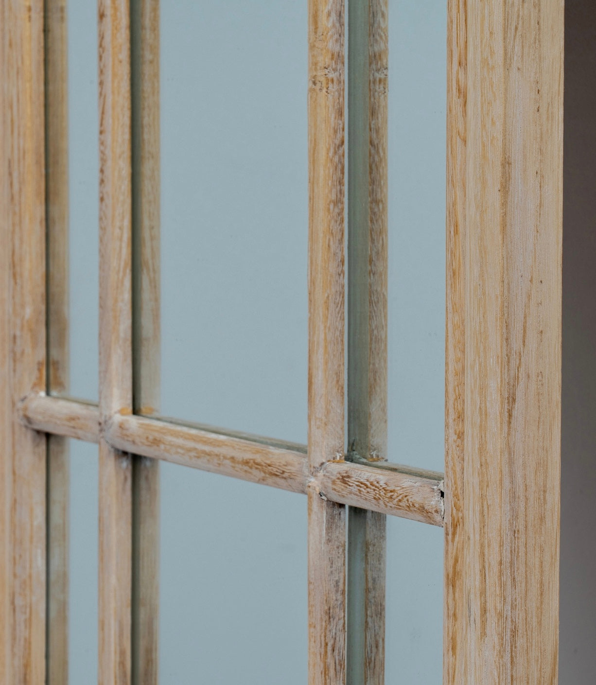 Washed Wood Tall Arched Wood Window Mirror 170cm