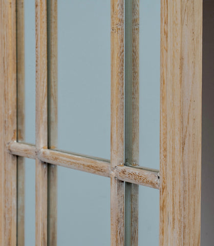 Washed Wood Tall Arched Wood Window Mirror 170cm