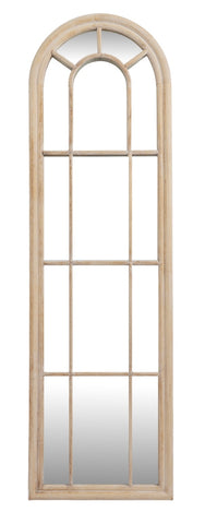 Washed Wood Tall Arched Wood Window Mirror 170cm
