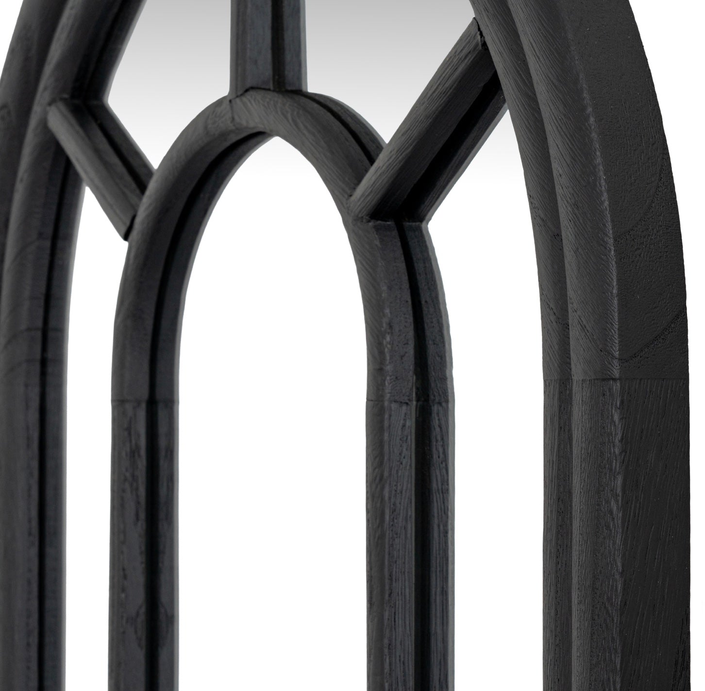 Tall Arched Wood Window Mirror 170cm Black