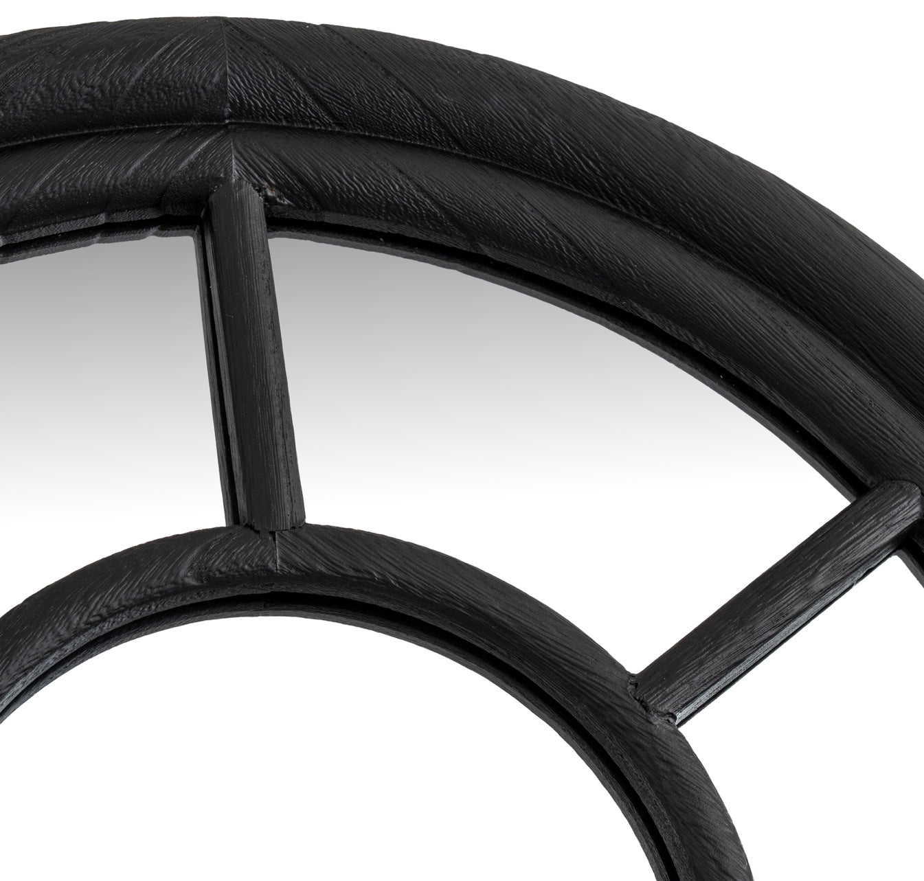 Tall Arched Wood Window Mirror 170cm Black