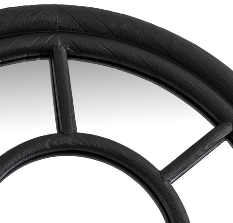 Tall Arched Wood Window Mirror 170cm Black