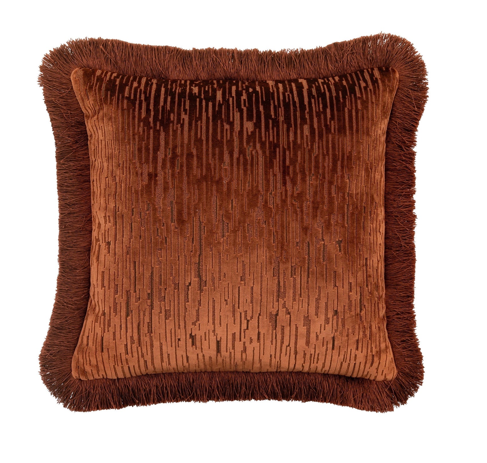 Cut Velvet Fringed Scatter Cushion