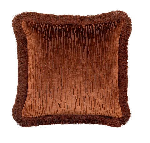 Cut Velvet Fringed Scatter Cushion