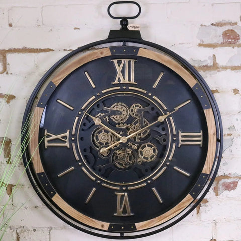 Industrial Extra Large Cog Clock Black and Gold