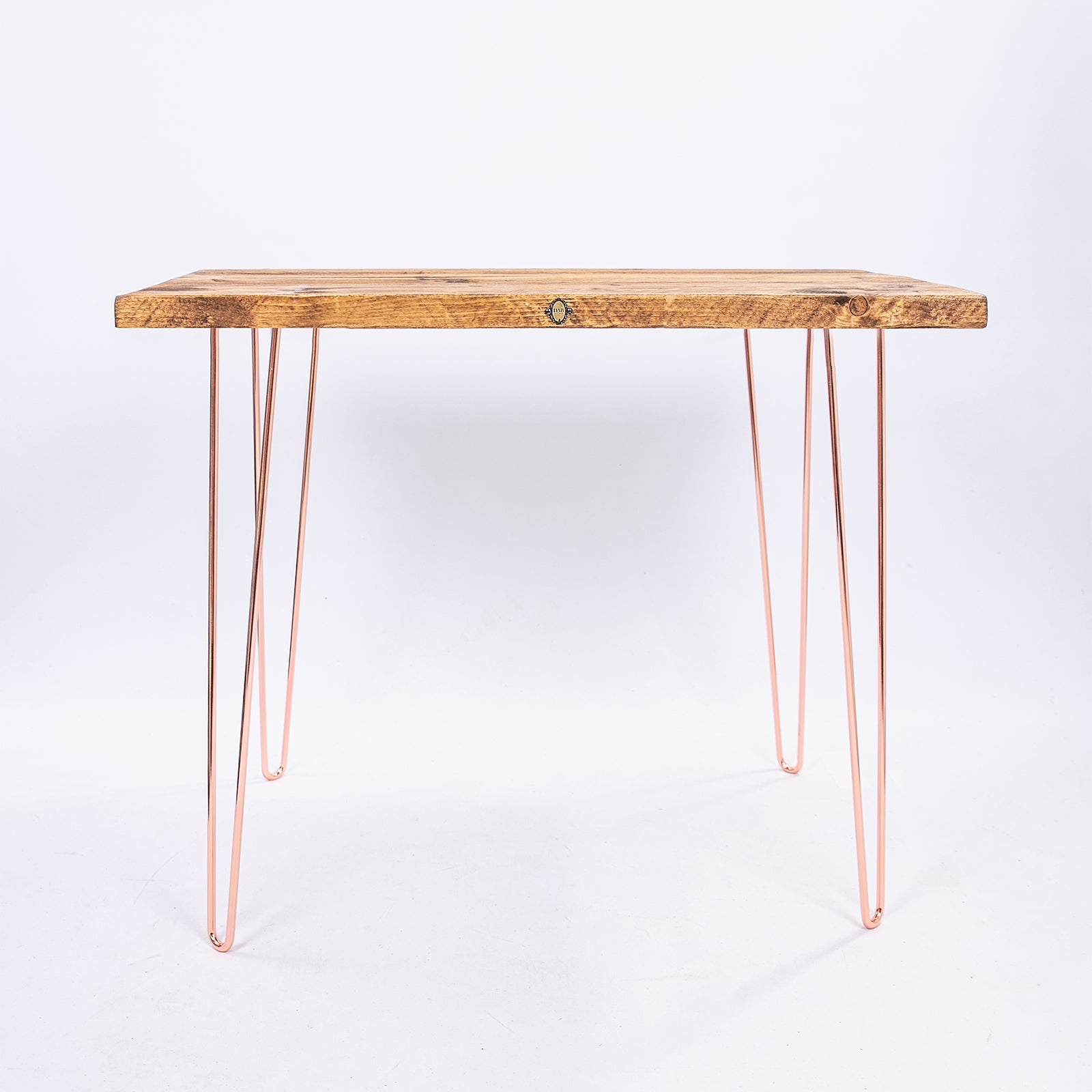 Industrial Farmhouse Desk - Rose Gold Steel Legs