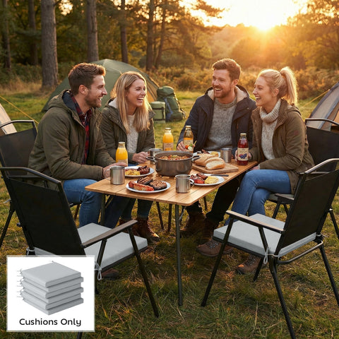 Outsunny Set of 6 Outdoor Seat Cushions with Machine Washable Cover, Water Repellent Seat Cushions Light Grey