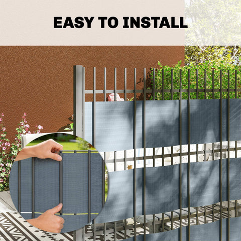 Outsunny 2Pcs Privacy Garden Screen Fence, UV Resistant Waterproof Windbreak Fencing, 35mx19cm, Grey