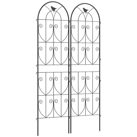 Outsunny Set of 2 Garden Trellis, Metal Fence Panels for Climbing Outdoor Plants, Flowers, 180 x 50cm
