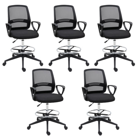Vinsetto Ergonomic Mesh Back Drafting Chair, Tall Office Chair, Draughtsman Chair with Adjustable Height and Footrest 360\'c2\'b0 Swivel, Set of 5