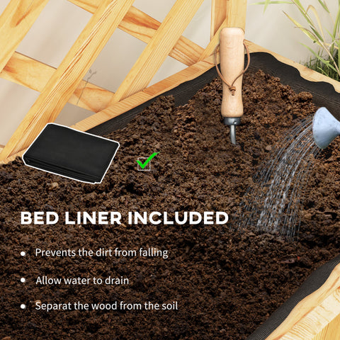 Outsunny 52L Wooden Planter, with Trellis and Shelves - Natural Finish