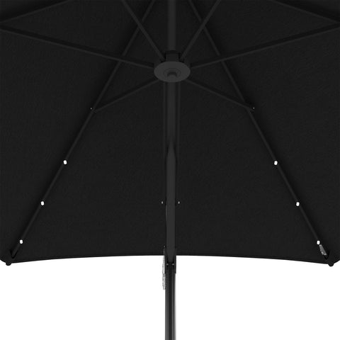 Outsunny 3(m) Garden Parasol Cantilever Umbrella with Solar LED, Cross Base and Waterproof Cover, Black