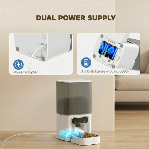 PawHut Automatic Cat Feeder, 4.5L WiFi Cat Food Dispenser with Timer, Programmable 1-10 Meals, Auto Pet Feeder