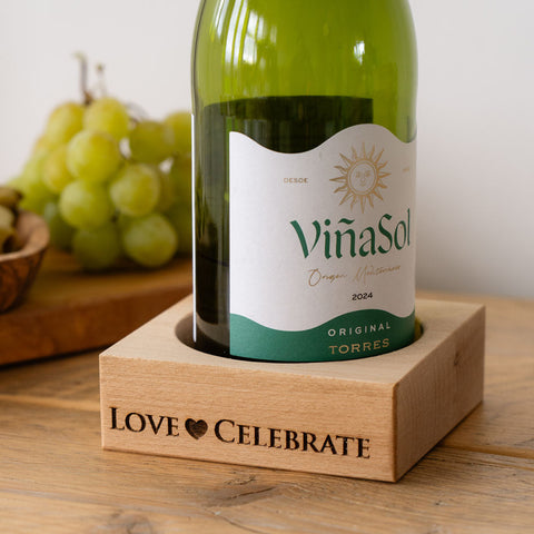 Love & Celebrate Beech Wine Bottle Coaster