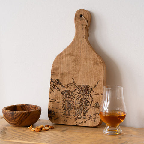 Scenic Highland Cow Beech Hanging Paddle  - Small