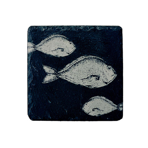 Fish Repeat Single Slate Coaster