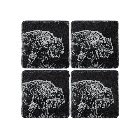 Bison Slate Coasters - Set of 4