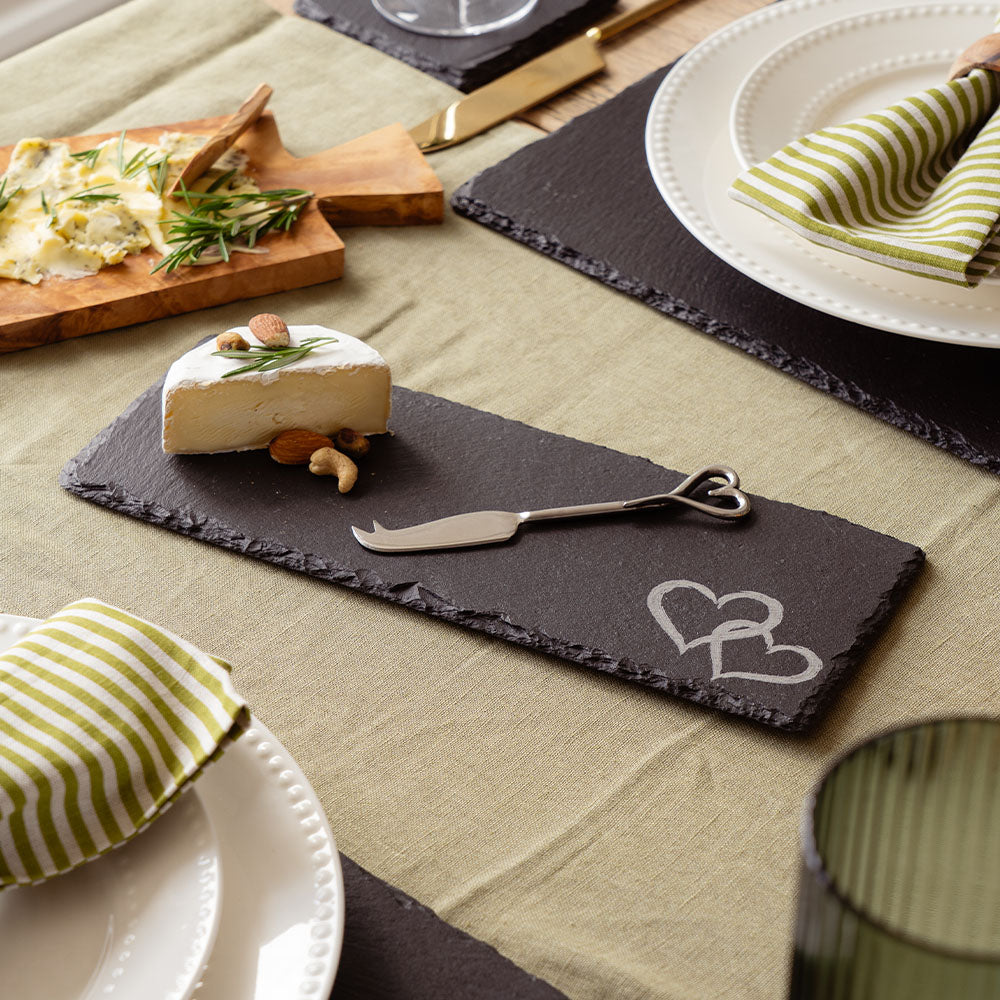 Love Heart Single Mini Slate Cheese Board & Knife Set